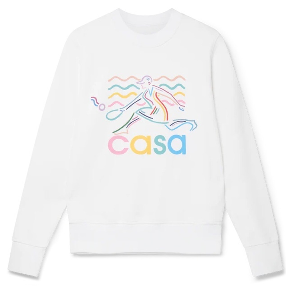 NWT Casablanca Beach Tennis Girl White Crewneck Sweatshirt Top - Picture 14 of 16